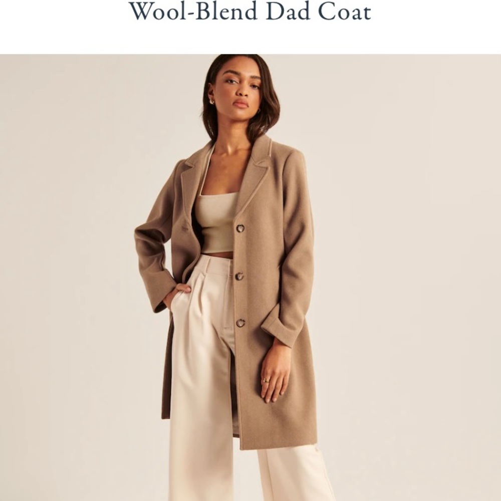 Abercrombie & Fitch Wool Blend Dad Coat - Light Brown Small